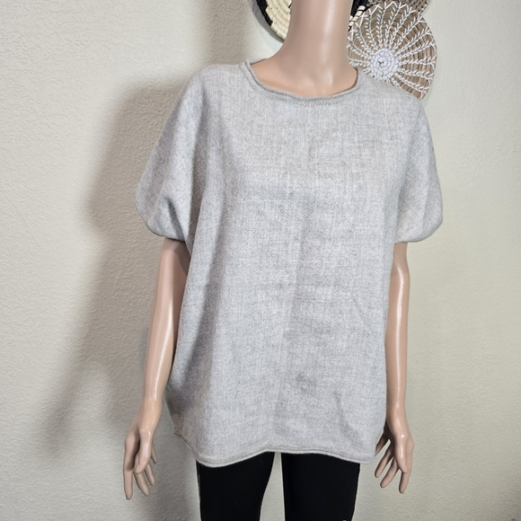 Cuyana Gray 100% Baby Alpaca Top Size XS/S Oversized Roll Edge Peru Lagenlook - Picture 6 of 13